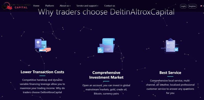 การออกแบบเว็บไซต์ของ Deltin Altrox Capital