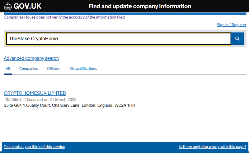 Companies House Query Result