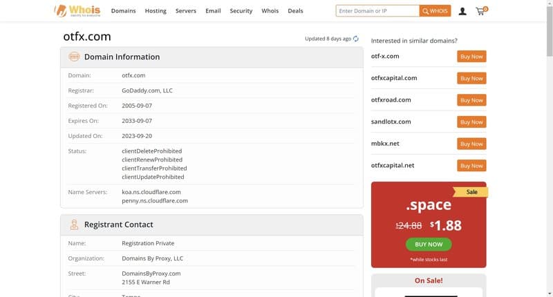 OTFX Domain Registration Date