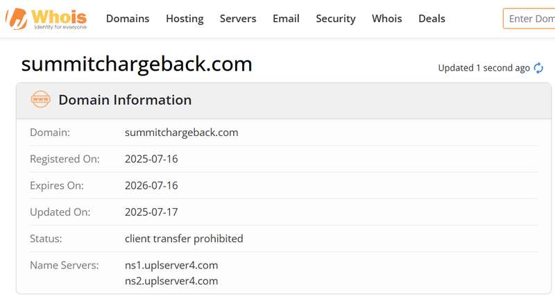 ผลการสอบถาม Whois