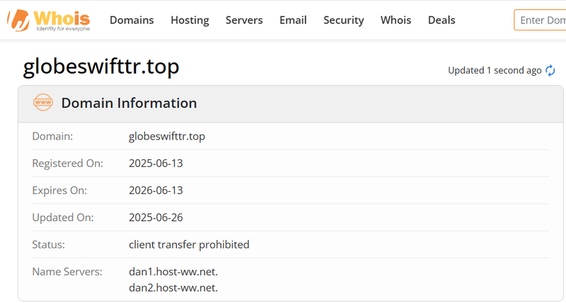 Результат запроса Whois