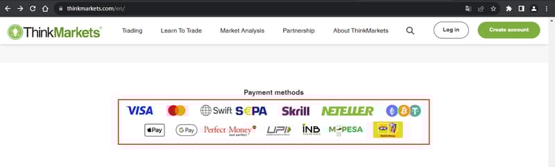 Official Website Showing Deposit and Withdrawal Information