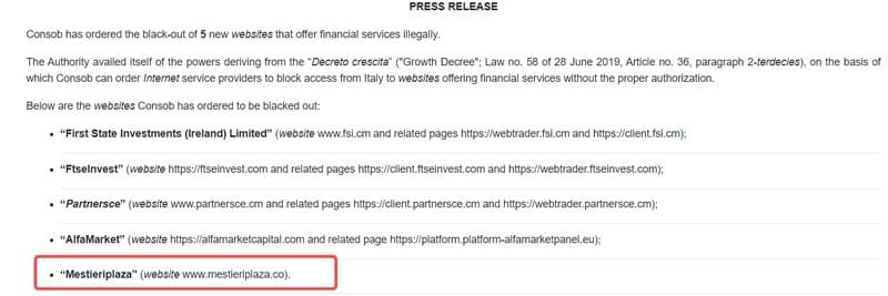 Mestieriplaza's Regulatory Information
