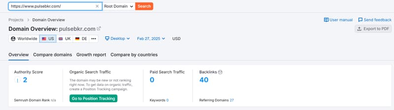 Semrush自然搜索流量数据