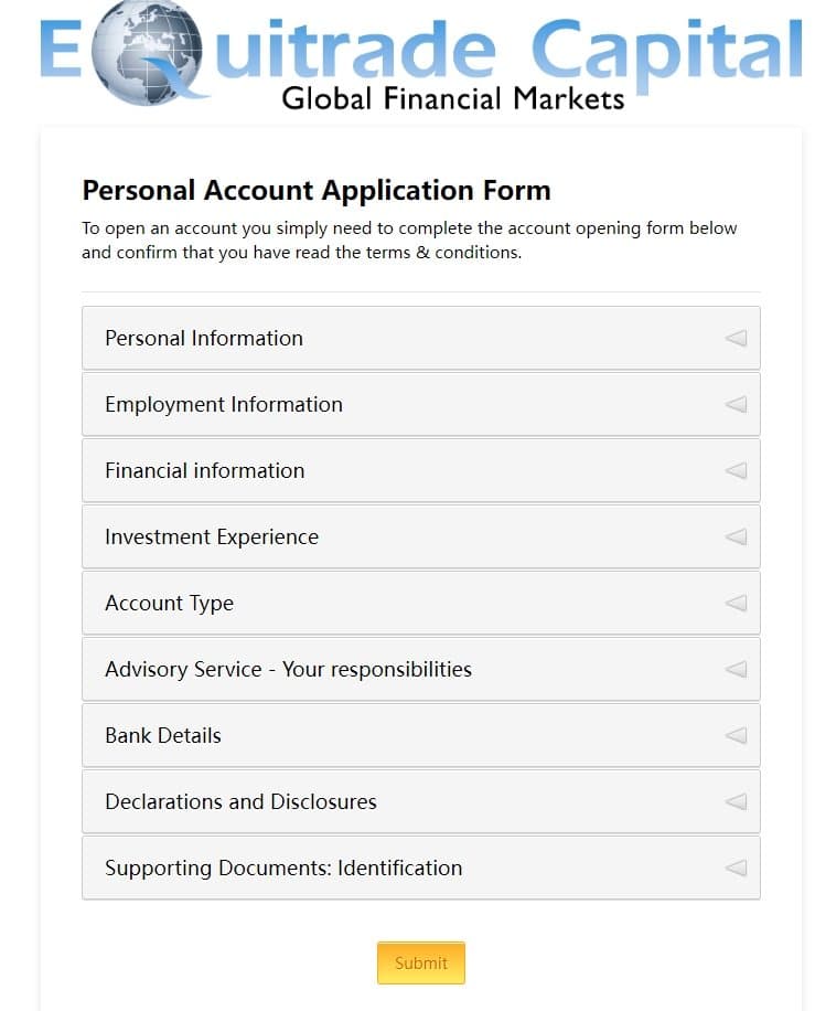Equitrade Capital account registration3