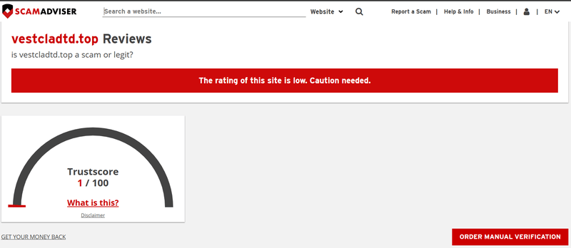 ScamAdviser High-Risk Platform Warning