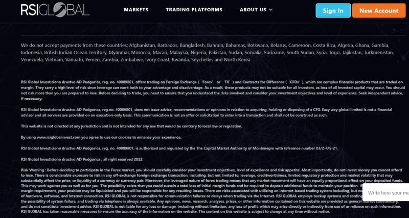 Corporate background of RSI GLOBAL INVEST