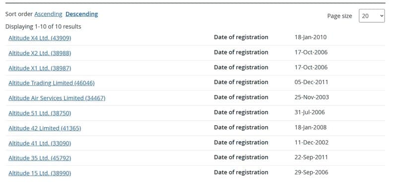 Search Results for Altitude at Bermuda Registrar