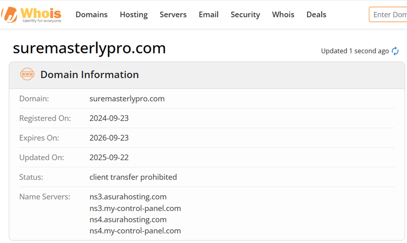 Whois 조회 결과