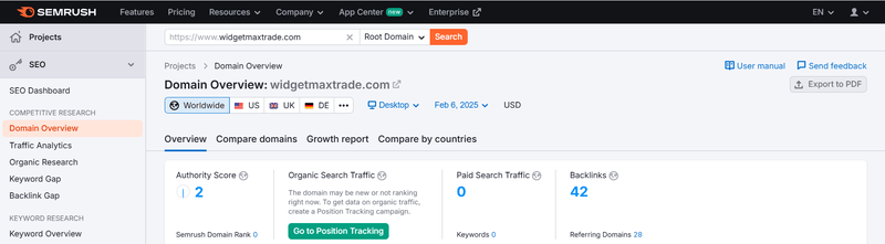 Semrush 트래픽 데이터