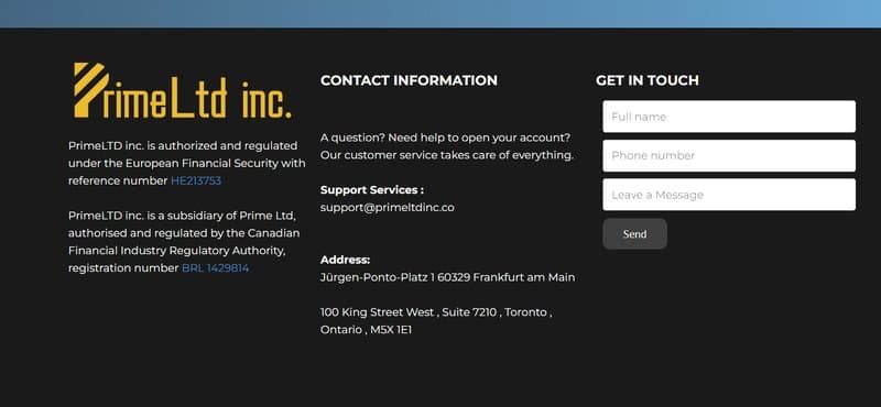 Regulatory Information of PrimeLTD Inc