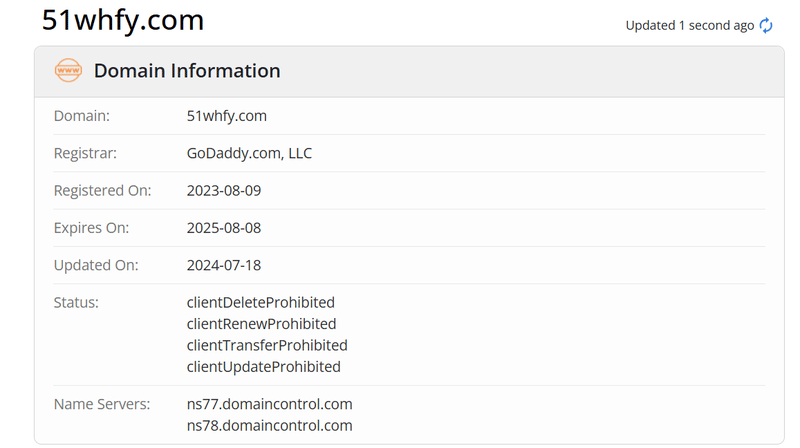 ข้อมูลอายุโดเมน Whois ของ 51Forex Rebate