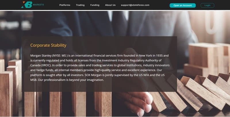 XBmkforex.com claiming association with Morgan Stanley