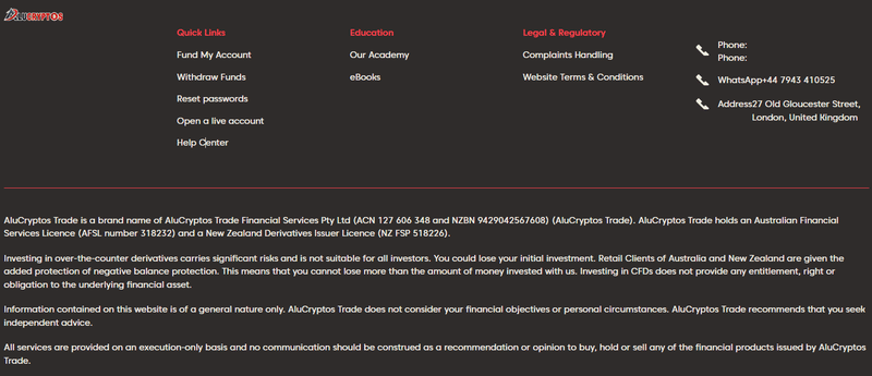 Regulatory declarations on the official website