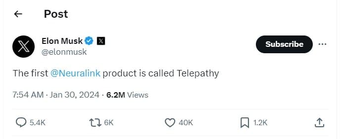 Musk's tweet