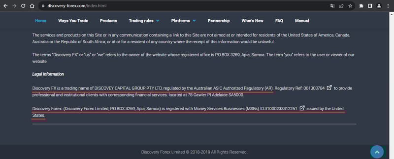 Official website shows company regulatory information