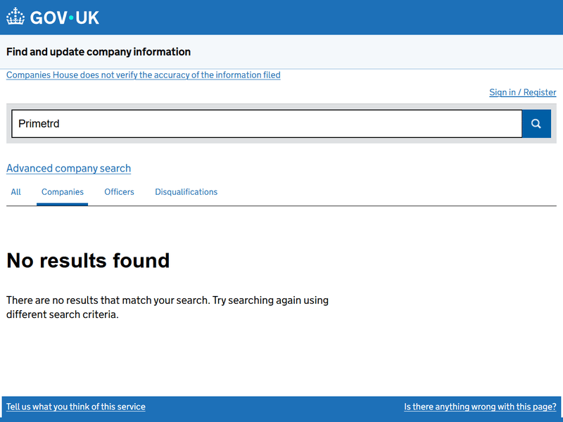 Companies House Query Result