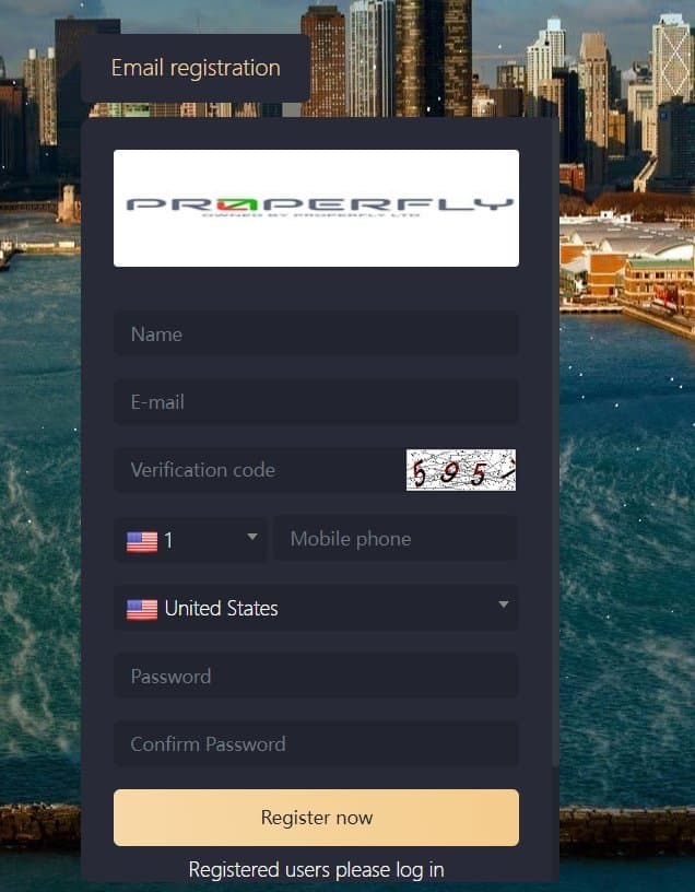 Propflys's account registration process