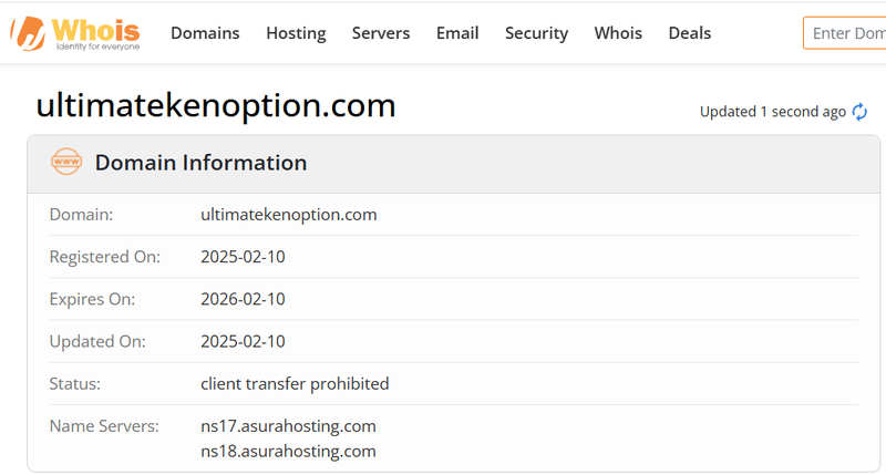 Resultado de la consulta Whois