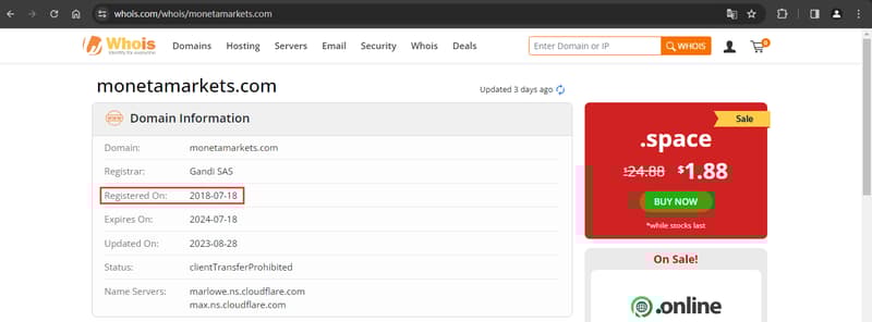 Whois search of the official domain registration information