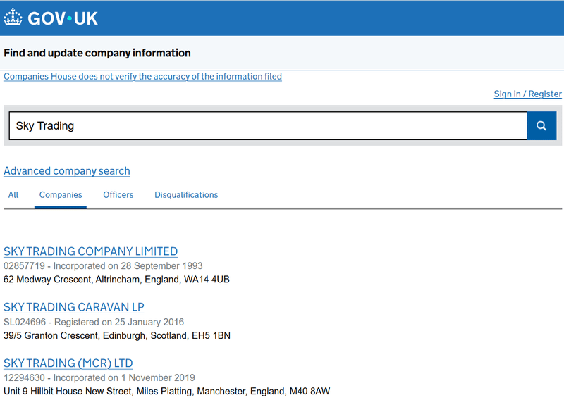 Companies House Query Result