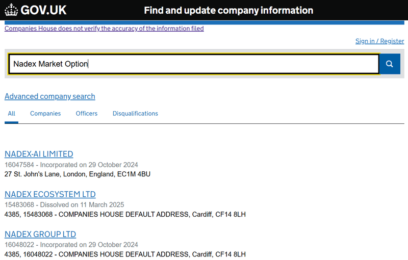 Companies House Query Result