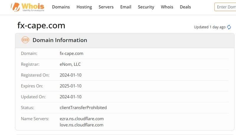 whois domain time of FxCape