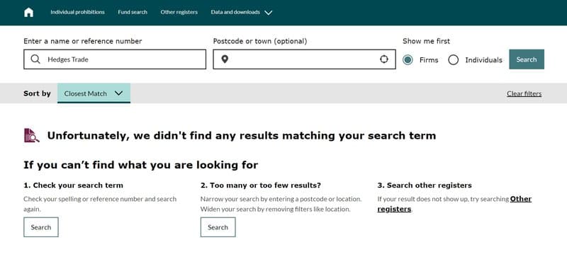 Hedges Trade's regulatory information