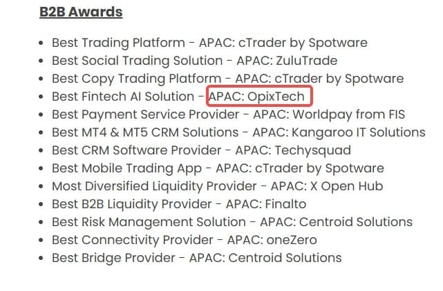 UF AWARDS APAC 2023: Best Fintech AI Solution - APAC: OpixTech