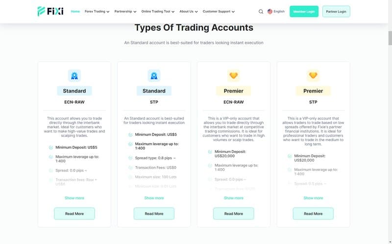 FIXIO Account Types