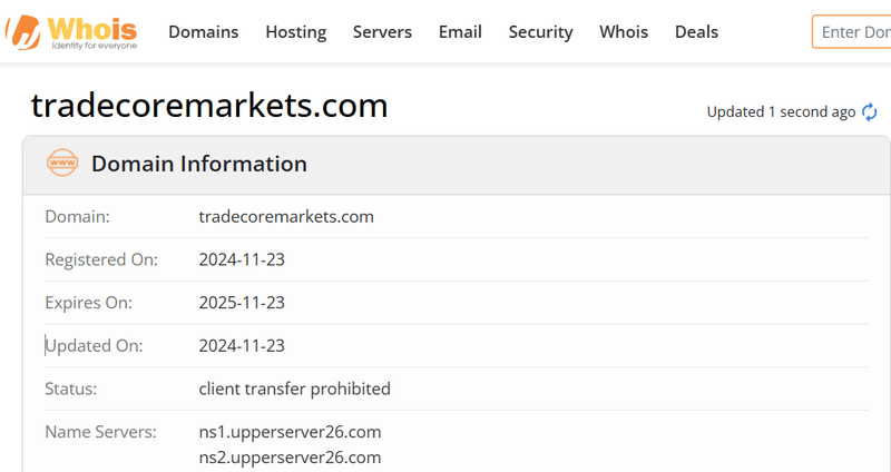 Whois lookup results