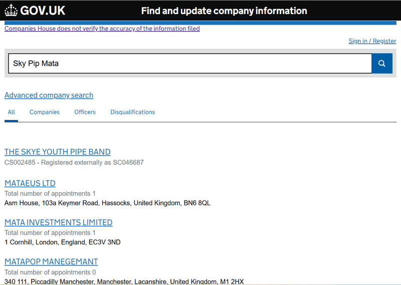Companies House Query Result