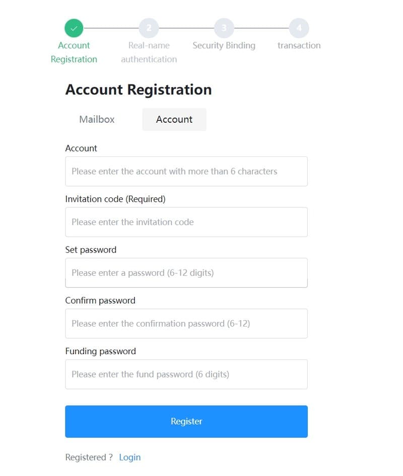Account registration process of CMOTD