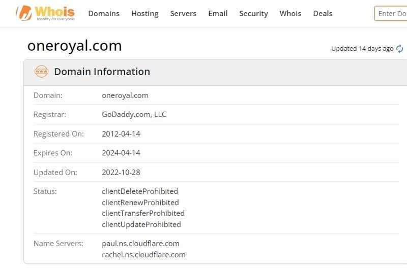 One Royal  Registro Whois
