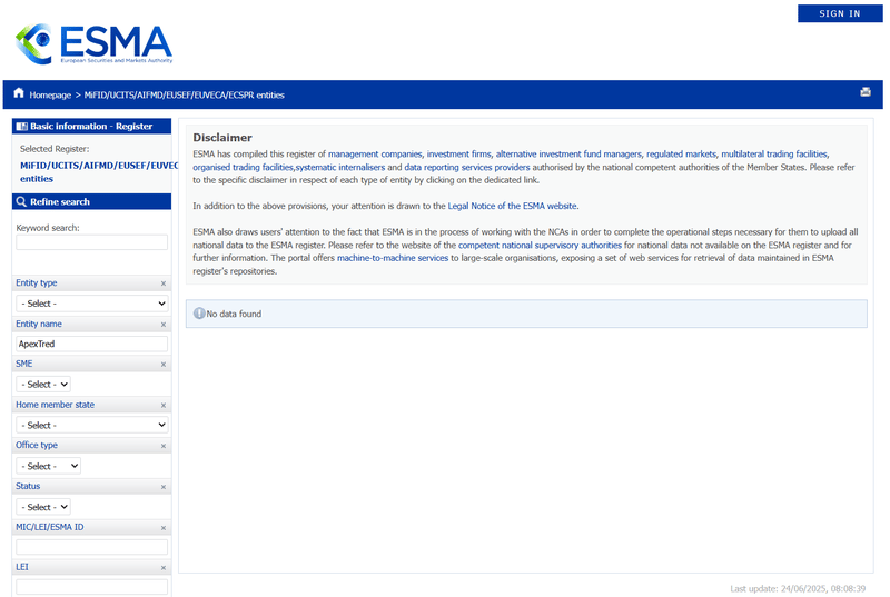 Resultado de Consulta ESMA