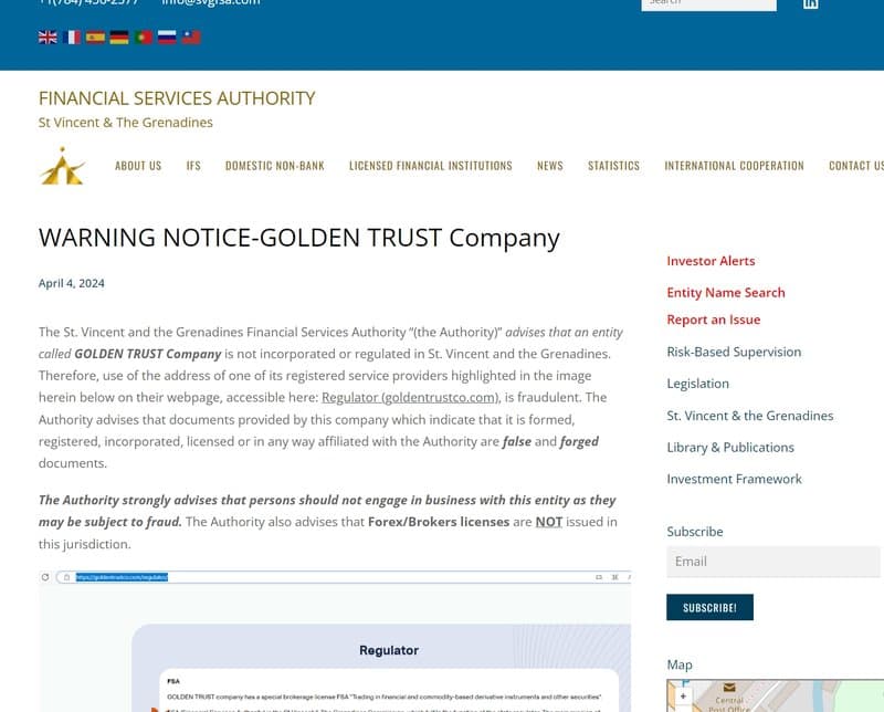 Goldentrustco's Regulatory Information 3
