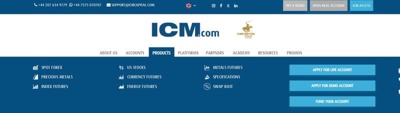 ICM Capital's trading products