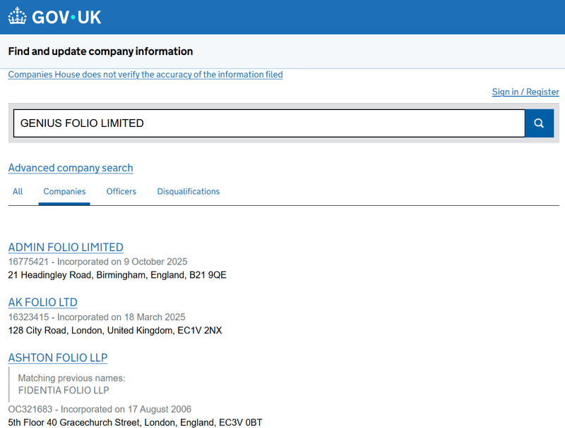 Companies House Query Result
