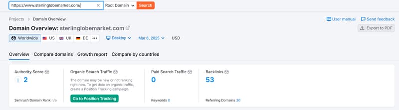 Semrush自然搜索流量数据