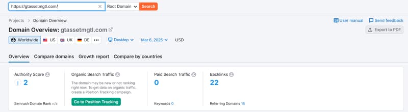 ข้อมูลปริมาณการค้นหาแบบธรรมชาติของ Semrush