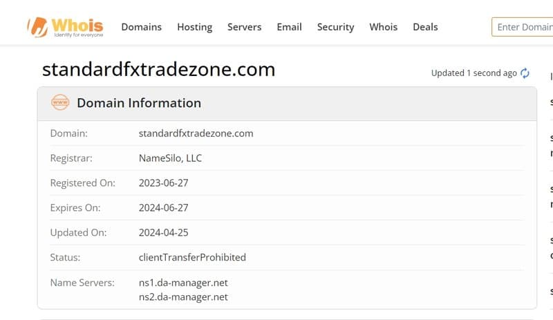 Standard Fx Trade Zone Domain Registration
