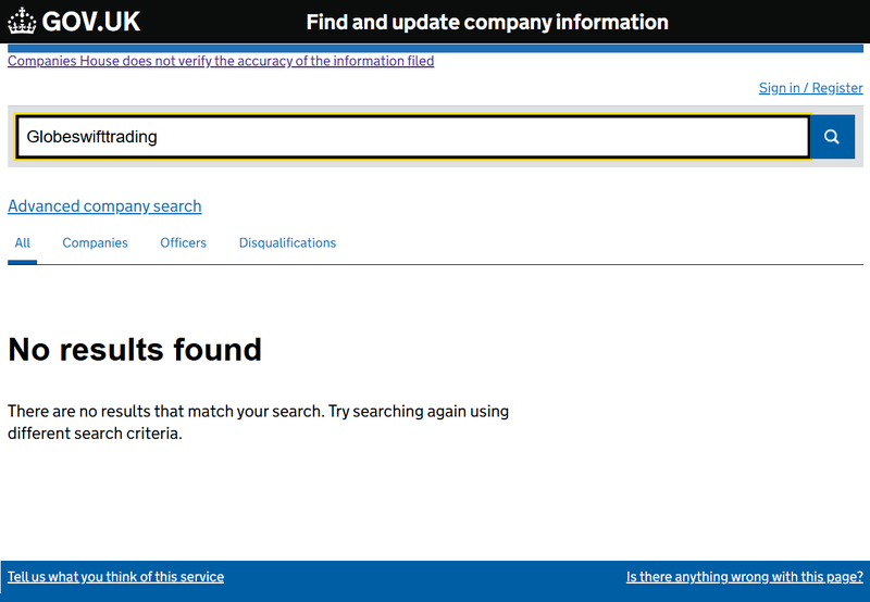 Результат запроса Companies House