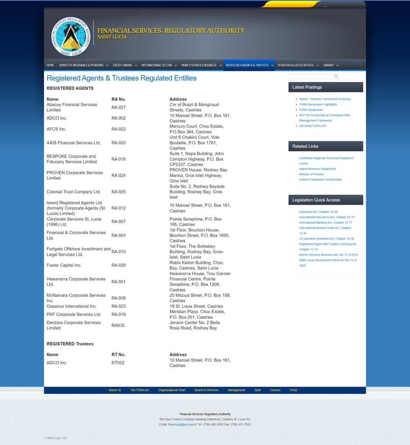 Registration and Regulatory Information
