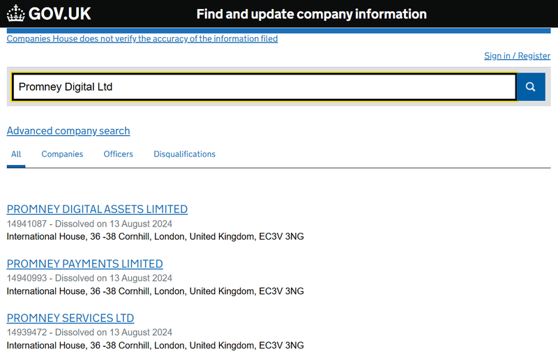 Companies House Query Result