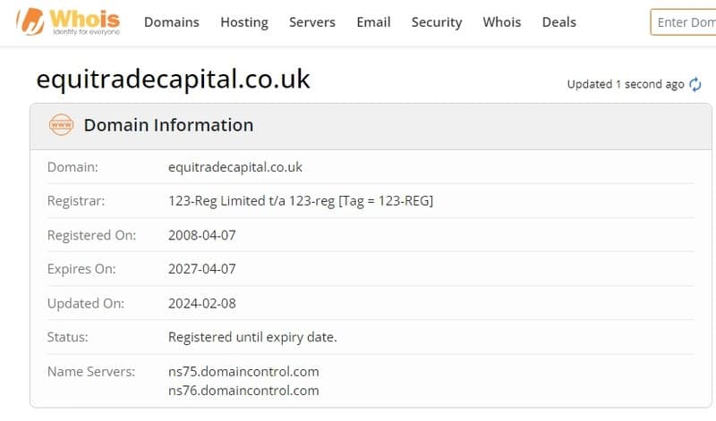 Equitrade Capital Whois registration