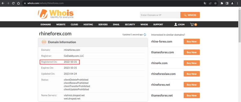 ผลการตรวจสอบข้อมูลโดเมนผ่าน Whois