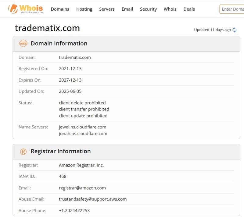 Parent company official domain registration information