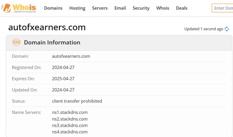 Resultados de búsqueda de Whois