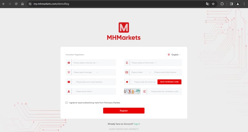 Account registration information 3 as shown on the official website