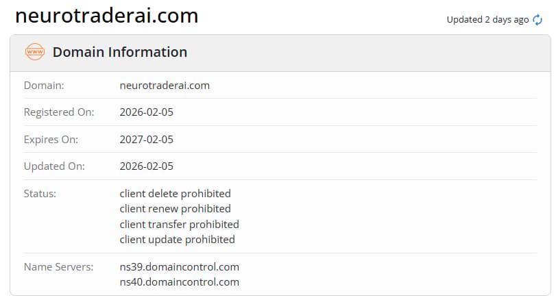 Whois domínio data de registro